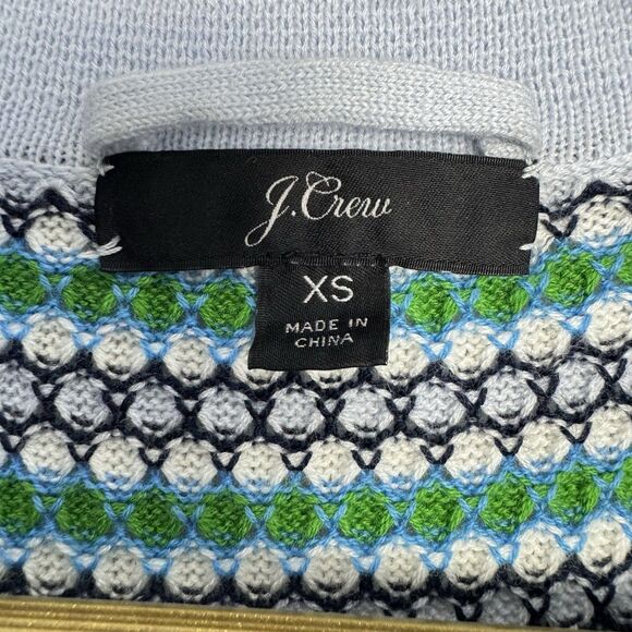 J.Crew Button Up Polo Midi Dress XS Blue Green Collared Wool Slits Tennis Preppy - Picture 8 of 9